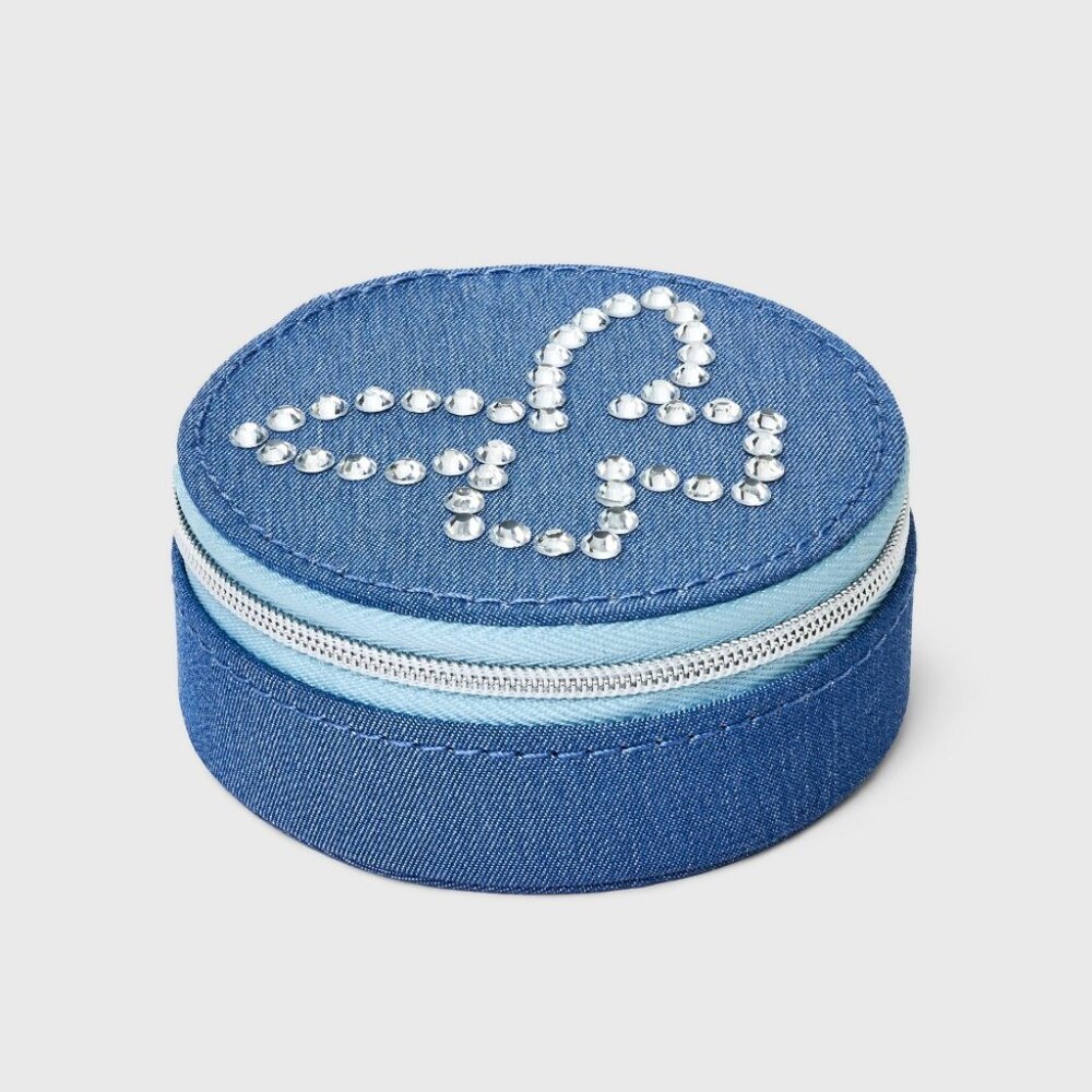 NEW Wild Fable™ Blue Denim Rhinestone Butterfly Round Jewelry Organizer